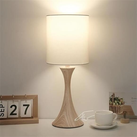 Bedside Touch Lamp, 3 Way Dimmable Touch Control Table Lamp, Wood Grain - Picture 7 of 7